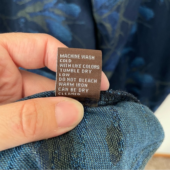 J. McLaughlin Amara Blue Denim Floral Jacquard Shirt Dress Long Sleeve Size L - Picture 14 of 14